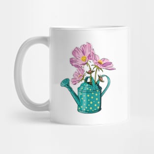 Pink cosmos flowers in a watering can Mug